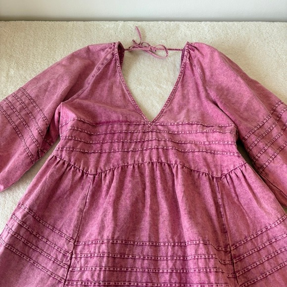 Free People Sweet Surrender Denim Mini Dress Women's S Pink Stonewash - Picture 3 of 9